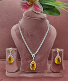 Citrine Teardrop Necklace-Earrings set