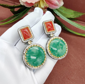 Fire Earrings with Red-green Stones