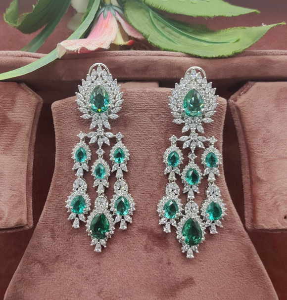 Natural Sea green Diamond Multi layered Earrings