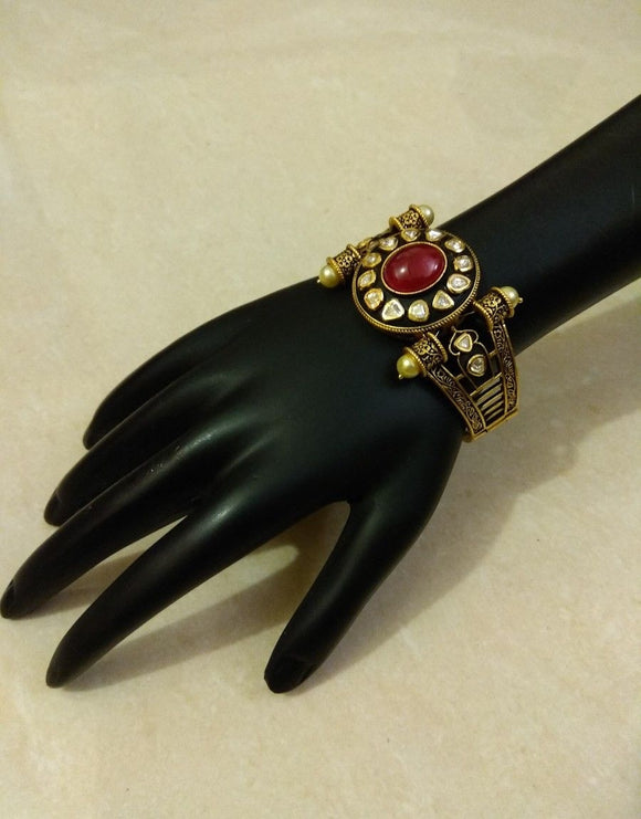 Red Stone Antique Bracelet - Ziva Art Jewellery