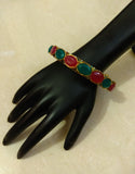 Green Red Stone Pacheli Bangle - Ziva Art Jewellery