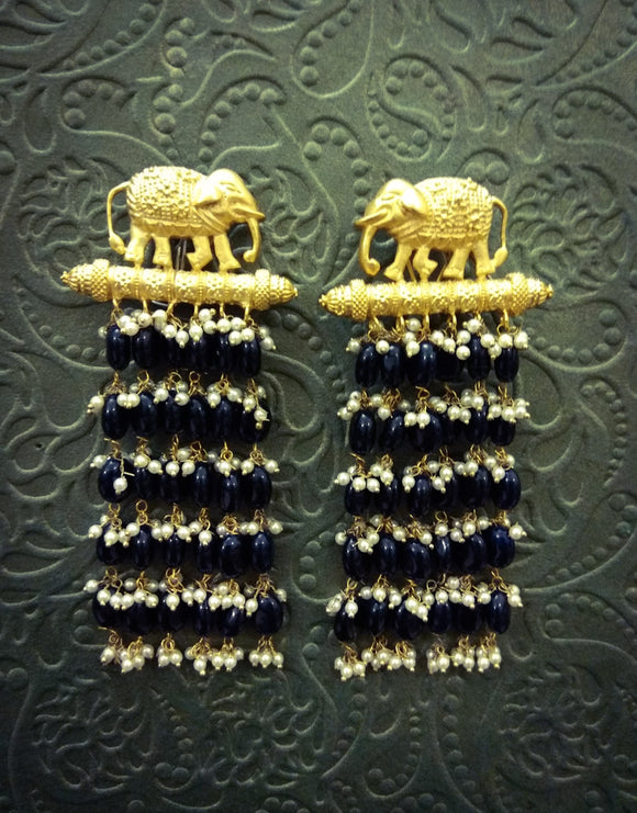 Elephant and blue stone Earrings - Ziva Art Jewellery