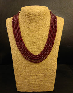 Five Lines Red beads Necklace - Ziva Art Jewellery