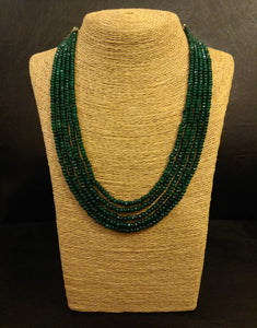 Five Lines Green beads Necklace - Ziva Art Jewellery