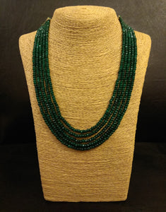 Five Lines Green beads Necklace - Ziva Art Jewellery