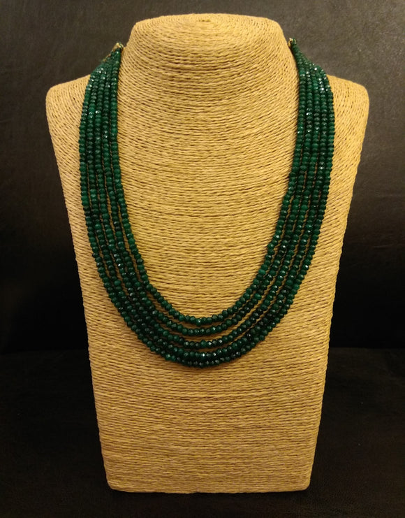 Five Lines Green beads Necklace - Ziva Art Jewellery