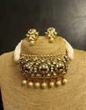 Kundan Chokar with Earrings Set - Ziva Art Jewellery