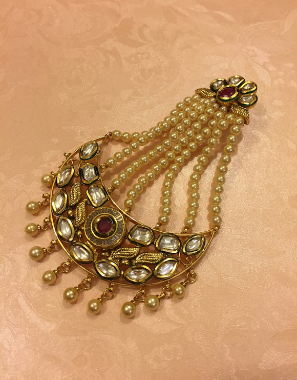 Kundan Passa with Pearl lines - Ziva Art Jewellery