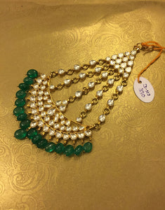 Pachi Kundan Passa with Green drops - Ziva Art Jewellery