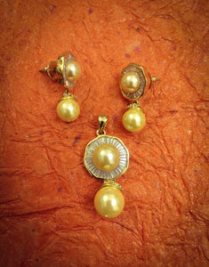 Baguettes Pearl Pendant Set - Ziva Art Jewellery