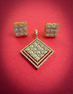 Baguette Diamond Pendant Set - Ziva Art Jewellery