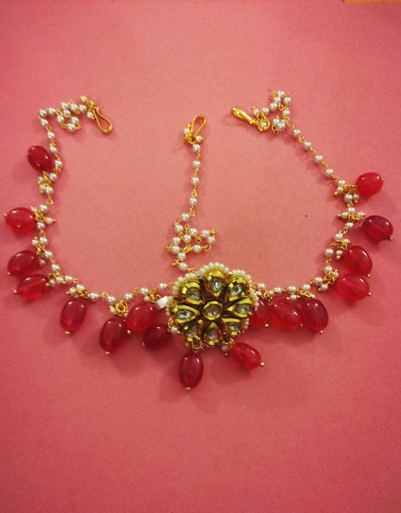 Borla Matha Patti with Red drops - Ziva Art Jewellery