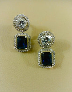 Sapphire Stone Stud Earrings - Ziva Art Jewellery