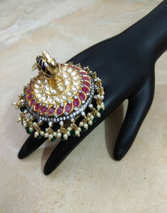 Peacock Meenakari Ring - Ziva Art Jewellery