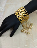 Matte Gold Bracelet with Jhumki Hangings - Ziva Art Jewellery
