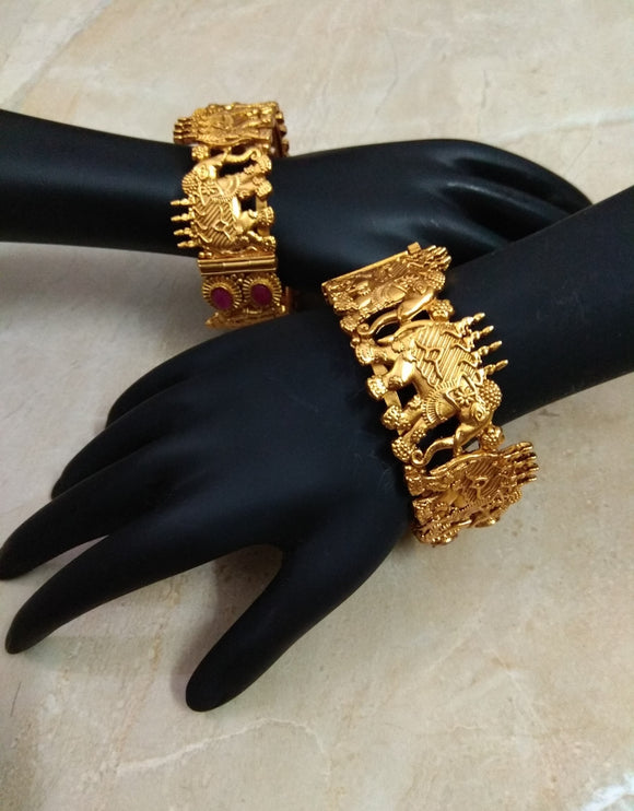 Gerua Polish Gold Bangles - Ziva Art Jewellery