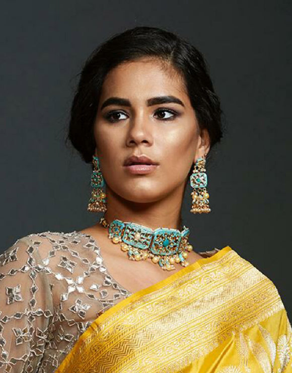 Firoza Meenakari Chokar - Ziva Art Jewellery
