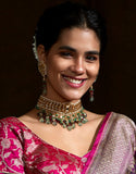 Kundan Chokar with Aqua Quartz drops - Ziva Art Jewellery