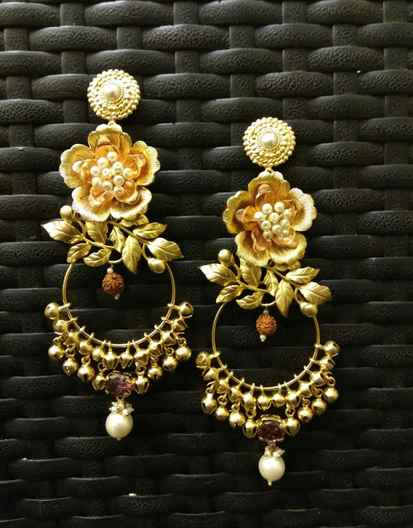 Indo-Western Gold Earrings - Ziva Art Jewellery