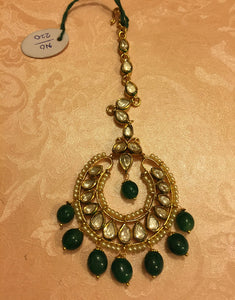 Kundan Tikka with Emerald drops - Ziva Art Jewellery